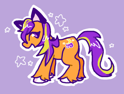 Size: 754x574 | Tagged: safe, artist:toaestt, pumpkin tart, earth pony, pony, g3, cat ears, female, open mouth, purple background, shiny hooves, simple background, smiling, solo