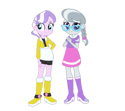 Size: 3262x2900 | Tagged: safe, artist:gmaplay, diamond tiara, silver spoon, equestria girls, g4, my little pony equestria girls: better together, duo, duo female, female, remake, simple background, sunglasses, transparent background