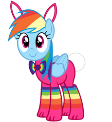 Size: 2493x2707 | Tagged: safe, artist:lizzmcclin, rainbow dash, pegasus, pony, g4, animal costume, bunny costume, clothes, costume, female, mare, simple background, solo, transparent background