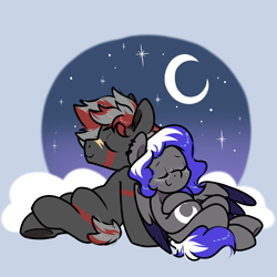 Size: 2600x2600 | Tagged: safe, artist:paperbagpony, oc, oc only, moon, scar, sleeping, stars