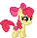 Size: 76x78 | Tagged: safe, artist:moonlight bloom, artist:ponynoia, edit, apple bloom, earth pony, pony, g4, animated, apple bloom's bow, blinking, bow, desktop ponies, female, filly, foal, gif, hair bow, loop, perfect loop, pixel art, simple background, smiling, solo, sprite, standing, transparent background