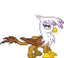 Size: 130x118 | Tagged: safe, gilda, g4, animated, april fools 2024, desktop ponies, digital art, gif, pixel art, simple background, solo, spread wings, sprite, transparent background, unamused, wings