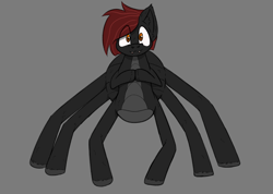 Size: 1291x917 | Tagged: safe, artist:cotarsis, oc, monster pony, original species, pony, spiderpony, eight legs, gray background, looking at you, multiple legs, multiple limbs, simple background, sketch, solo