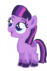 Size: 184x275 | Tagged: artist needed, safe, twilight sparkle, earth pony, pony, g4, base used, blue eyes, colored pupils, earth pony twilight, eyebrows, female, filly, foal, g5 concept leak style, g5 concept leaks, hooves, looking up, missing cutie mark, open mouth, open smile, race swap, simple background, smiling, solo, standing, twilight sparkle (g5 concept leak), white background, younger