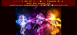 Size: 1898x869 | Tagged: safe, artist:whalepornoz, editor:axal-5, sci-twi, starlight glimmer, sunset shimmer, twilight sparkle, alicorn, equestria girls, equestria girls specials, g4, my little pony equestria girls: better together, my little pony equestria girls: forgotten friendship, alicornified, april fools 2024, boots, clothes, colorful, desktop ponies, dress, feet, female, gloves, magical trio, pixel art, ponied up, race swap, sailor mercury pose, sandals, sci-twilicorn, shoes, sprite, trio, trio female, vector, wallpaper, wings