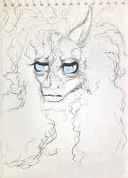 Size: 1504x2090 | Tagged: safe, artist:midnightmoon1986, pinkie pie, earth pony, pony, g4, bags under eyes, digitally colored, female, mare, messy mane, monochrome, ozzy osbourne, solo, traditional art