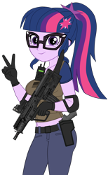 Size: 1974x3214 | Tagged: safe, alternate version, artist:edy_january, artist:philelmago, editor:edy_january, part of a set, sci-twi, twilight sparkle, human, equestria girls, equestria girls series, g4, armor, assault rifle, belt, body armor, breasts, bullpup rifle, busty sci-twi, call of duty, call of duty: modern warfare, call of duty: modern warfare 2, call of duty: modern warfare 3, call of duty: warzone, captain twilight, clothes, denim, glasses, gloves, gun, handgun, jeans, john "soap" mactavish, knife, looking at you, mateba 2006m, military, mtar-21, pants, pistol, radio, revolver, rifle, sexy, shirt, simple background, soldier, solo, special forces, tactical, tactical vest, task forces 141, transparent background, trigger discipline, united states, vest, weapon, x95