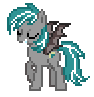 Size: 94x97 | Tagged: safe, artist:rainbowšpekgs, oc, oc only, oc:malachite cluster, bat pony, pony, april fools 2024, bat pony oc, bat wings, eyes closed, male, pixel art, simple background, smiling, solo, spread wings, stallion, transparent background, wings