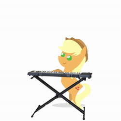 Size: 1080x1080 | Tagged: safe, artist:trigger_movies, derpibooru exclusive, applejack, rainbow dash, earth pony, pegasus, pony, g4, animated, breakcore, dancing, drum kit, drum set, drums, keyboard, music, musical instrument, piano, pointy ponies, sound, webm