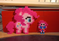 Size: 1561x1080 | Tagged: safe, artist:twilyset_, pinkie pie, earth pony, human, pony, equestria girls, g4, humanized, irl, perler beads, photo