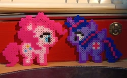 Size: 1750x1079 | Tagged: safe, artist:twilyset_, pinkie pie, twilight sparkle, alicorn, pony, g4, duo, female, irl, mare, perler beads, photo, twilight sparkle (alicorn)