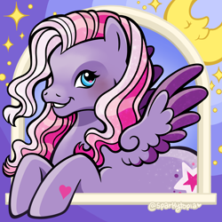 Size: 2400x2400 | Tagged: safe, artist:sparkytopia, starsong, pegasus, pony, g3, looking at you, solo, spread wings, starry eyes, wingding eyes, wings