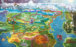 Size: 1400x860 | Tagged: safe, edit, bad edit, idea, map, map of equestria, ocean, railroad, rough sketch, water