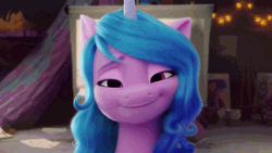 Size: 640x360 | Tagged: safe, screencap, izzy moonbow, pony, unicorn, g5, my little pony: a new generation, animated, cute, female, gif, glasses, horn, izzybetes, mare