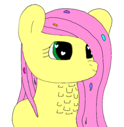 Size: 568x583 | Tagged: source needed, safe, artist:coolgear10, fluttershy, pegasus, pony, g4, clothes, coat, cute, eyelashes, feather, flower, flower in hair, hair, mane, petals, shyabetes, simple background, smiling, solo, white background, wingding eyes