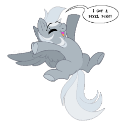 Size: 2048x2048 | Tagged: safe, silverspeed, pegasus, pony, g4, digital art, female, flying, full body, happy, jumping, mare, simple background, solo, transparent background