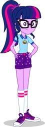 Size: 1455x4032 | Tagged: safe, artist:dustinwatsongkx, sci-twi, twilight sparkle, human, equestria girls, g4, my little pony equestria girls: legend of everfree, camp everfree outfits, female, glasses, hand on hip, simple background, solo, transparent background