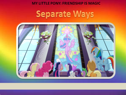 Size: 957x723 | Tagged: artist needed, safe, anonymous artist, edit, edited screencap, screencap, applejack, fluttershy, pinkie pie, rainbow dash, rarity, spike, twilight sparkle, alicorn, dragon, earth pony, pegasus, pony, unicorn, g4, princess twilight sparkle (episode), book, book cover, cover, fanmade book cover, female, flying, gradient background, headcanon, headcanon in the description, horn, male, mare, rainbow background, spread wings, stained glass, the railway series, throne room, twilight sparkle (alicorn), wings