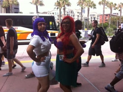 Size: 2592x1936 | Tagged: safe, rarity, human, g4, bus, clothes, cosplay, costume, irl, irl human, photo, princess ariel, san diego comic con, the little mermaid