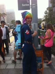 Size: 1936x2592 | Tagged: safe, rainbow dash, human, g4, 2013, clothes, cosplay, costume, ghostbusters, irl, irl human, photo, san diego comic con