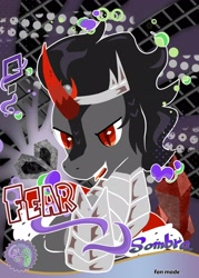 Size: 2160x3010 | Tagged: safe, artist:brella, king sombra, pony, unicorn, g4, horn, kayou style, male, red eyes, red pupils, solo, stallion