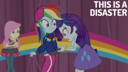 Size: 1920x1080 | Tagged: safe, edit, edited screencap, editor:quoterific, screencap, fluttershy, rainbow dash, rarity, equestria girls, equestria girls specials, g4, my little pony equestria girls: dance magic, and then there's rarity, fashion disaster