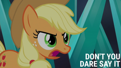 Size: 2000x1125 | Tagged: safe, edit, edited screencap, editor:quoterific, screencap, applejack, earth pony, pony, g4, season 9, the beginning of the end, female, mare, solo