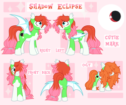 Size: 3000x2499 | Tagged: safe, artist:dilfistic, oc, oc:shadow eclipse, bat pony, pony, colt, foal, male, reference sheet, solo, stallion