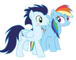 Size: 382x301 | Tagged: safe, artist:rulette, rainbow dash, soarin', pegasus, pony, g4, duo, female, male, mare, ship:soarindash, shipping, simple background, stallion, straight, transparent background
