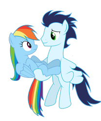 Size: 1003x1204 | Tagged: safe, artist:rulette, rainbow dash, soarin', pegasus, pony, g4, duo, female, male, mare, ship:soarindash, shipping, simple background, stallion, straight, transparent background