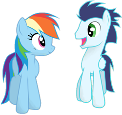 Size: 657x618 | Tagged: safe, artist:rulette, rainbow dash, soarin', pegasus, pony, g4, duo, female, male, mare, ship:soarindash, shipping, simple background, stallion, straight, transparent background