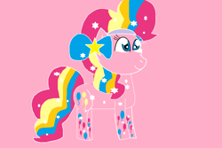 Size: 1848x1231 | Tagged: safe, artist:dianarp1990, pinkie pie, crystal pony, earth pony, pony, g4, female, pink background, rainbow power, simple background, solo