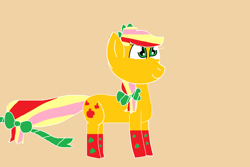 Size: 1848x1231 | Tagged: safe, artist:dianarp1990, applejack, crystal pony, earth pony, pony, g4, female, orange background, rainbow power, simple background, solo