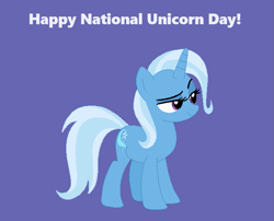 Size: 643x519 | Tagged: safe, artist:mistressphantom13, trixie, pony, unicorn, g4, blue background, female, horn, national unicorn day, simple background, solo