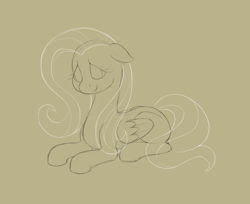 Size: 2300x1879 | Tagged: safe, artist:mileslancer, fluttershy, pegasus, pony, g4, female, mare, simple background, sketch, solo, yellow background