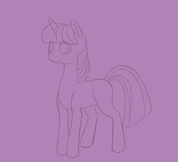 Size: 2300x2100 | Tagged: safe, artist:mileslancer, twilight sparkle, pony, unicorn, g4, female, horn, mare, purple background, simple background, sketch, solo