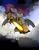 Size: 2550x3300 | Tagged: safe, artist:twisted-sketch, oc, oc only, oc:anneal, bat pony, pony, apron, clothes, fangs, female, gloves, goggles, ponytail, signature, solo, spread wings, steam, sword, weapon, wings