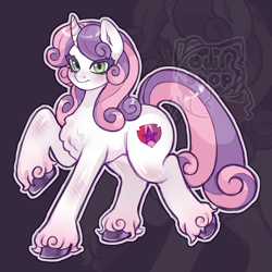 Size: 1920x1920 | Tagged: safe, artist:moschuk29, sweetie belle, pony, unicorn, g4, female, horn, mare, older, older sweetie belle, outline, raised hoof, solo, unshorn fetlocks, white outline, zoom layer