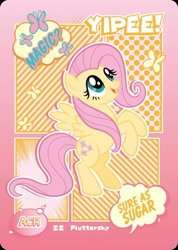 Size: 850x1191 | Tagged: safe, fluttershy, series:卡游友谊绘影, g4, official, card, chinese, comic style, design, halftone, kayou, merchandise, solo, text