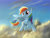 Size: 2048x1536 | Tagged: safe, artist:bioniclegahlok, rainbow dash, pegasus, pony, g4, cloud, cloudy, female, freedom, one leg raised, sky, solo, sun