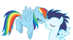 Size: 888x490 | Tagged: safe, artist:princessblueyshine, rainbow dash, soarin', pegasus, pony, g4, female, male, mare, nuzzling, ship:soarindash, shipping, simple background, stallion, straight, transparent background