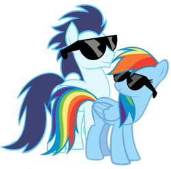 Size: 801x790 | Tagged: safe, artist:rainbowdash038, rainbow dash, soarin', pegasus, pony, g4, female, glasses, male, mare, simple background, stallion, transparent background
