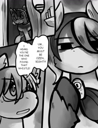 Size: 1000x1300 | Tagged: safe, artist:thesparkleadsh, earth pony, pony, colt, female, filly, foal, grayscale, made in abyss, male, manga, mare, maruruk, monochrome, ozen, ponified, riko, speech bubble, text