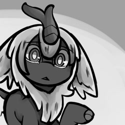 Size: 1000x1000 | Tagged: safe, artist:thesparkleadsh, kirin, pony, cloven hooves, faputa, female, filly, foal, gray pony, grayscale, made in abyss, manga, monochrome, ponified, solo