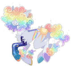 Size: 1390x1311 | Tagged: safe, artist:kumowamu, oc, oc only, earth pony, pony, earth pony oc, gray coat, multicolored hair, rainbow hair, rainbow tail, simple background, smiling, solo, tail, transparent background