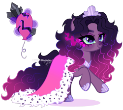 Size: 1953x1750 | Tagged: safe, artist:gihhbloonde, oc, oc only, unnamed oc, earth pony, pony, blue eyes, cape, closed mouth, clothes, colored sclera, eyeshadow, female, gradient mane, gradient tail, green sclera, hoof shoes, jewelry, makeup, mare, offspring, parent:king sombra, parent:pinkie pie, parents:sombrapie, peytral, rearing, simple background, smiling, solo, sombra eyes, tail, tiara, transparent background