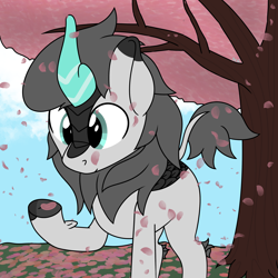 Size: 3200x3200 | Tagged: safe, artist:harmonicglow, oc, oc only, oc:tōshō, kirin, commission, falling leaves, kirin oc, leaves, male, solo, stallion