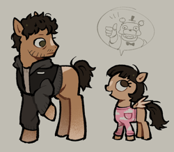 Size: 746x650 | Tagged: safe, artist:rexlottie, earth pony, pegasus, pony, abby schmidt, brother and sister, duo, duo male and female, female, filly, five nights at freddy's, five nights at freddy's movie, foal, male, mike schmidt, ponified, siblings, stallion