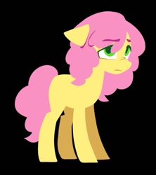 Size: 831x937 | Tagged: safe, artist:partyponypower, li'l cheese, earth pony, pony, g4, black background, colored, colored eyelashes, colt, curly mane, curly tail, eye clipping through hair, eyebrows, eyebrows visible through hair, flat colors, floppy ears, foal, frown, green eyes, lineless, long mane, long mane male, long tail, male, no catchlights, nose wrinkle, older li'l cheese, pink mane, pink tail, simple background, solo, tail, teenager, yellow coat