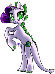 Size: 2169x2938 | Tagged: safe, artist:blayzes, oc, oc only, oc:crystal burst, dracony, hybrid, 2015, female, interspecies offspring, offspring, old art, parent:rarity, parent:spike, parents:sparity, rearing, simple background, solo, transparent background